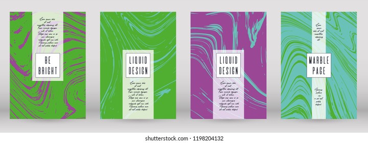 Trendy Marble Cover Design for your Business with Abstract Lines. Futuristic Poster, Flyer, Layout with Liquid Pattern for Branding, Identity, Annual Report. Vector minimalistic brochure. Luxury.