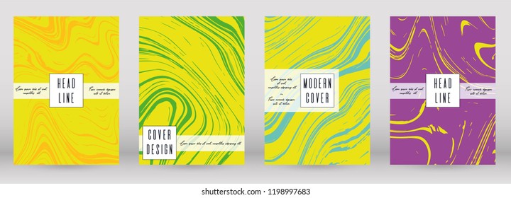 Trendy Marble Cover Design for your Business with Abstract Lines. Futuristic Poster, Flyer, Layout with Liquid Pattern for Branding, Identity, Annual Report. Vector minimalistic brochure. Luxury.