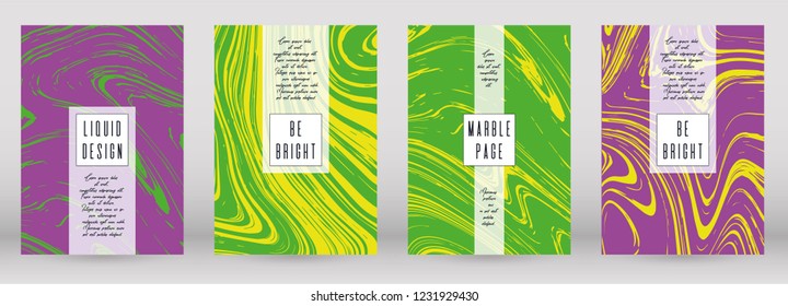 Trendy Marble Cover Design for your Business with Abstract Lines. Futuristic Poster, Flyer, Layout with Liquid Pattern for Branding, Identity, Annual Report. Vector minimalistic brochure. Luxury.