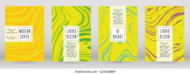 Trendy Marble Cover Design for your Business with Abstract Lines. Futuristic Poster, Flyer, Layout with Liquid Pattern for Branding, Identity, Annual Report. Vector minimalistic brochure. Luxury.