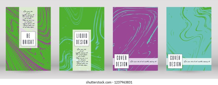 Trendy Marble Cover Design for your Business with Abstract Lines. Futuristic Poster, Flyer, Layout with Liquid Pattern for Branding, Identity, Annual Report. Vector minimalistic brochure. Luxury.