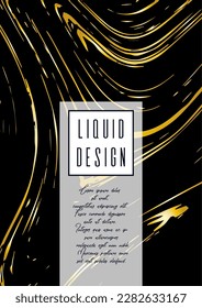 Trendy Marble Cover Design for your Business with Abstract Lines. Futuristic Poster, Flyer, Layout with Liquid Pattern for Branding, Identity, Annual Report. Vector minimalistic brochure. Luxury.