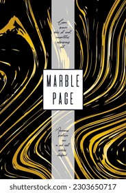Trendy Marble Cover Design for your Business with Abstract Lines. Futuristic Poster, Flyer, Layout with Liquid Pattern for Branding, Identity, Annual Report. Vector minimalistic brochure. Luxury.