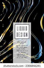 Trendy Marble Cover Design for your Business with Abstract Lines. Futuristic Poster, Flyer, Layout with Liquid Pattern for Branding, Identity, Annual Report. Vector minimalistic brochure. Luxury.