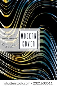 Trendy Marble Cover Design for your Business with Abstract Lines. Futuristic Poster, Flyer, Layout with Liquid Pattern for Branding, Identity, Annual Report. Vector minimalistic brochure. Luxury.