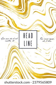 Trendy Marble Cover Design for your Business with Abstract Lines. Futuristic Poster, Flyer, Layout with Liquid Pattern for Branding, Identity, Annual Report. Vector minimalistic brochure. Luxury.