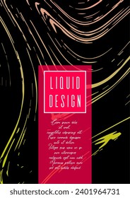 Trendy Marble Cover Design for your Business with Abstract Lines. Futuristic Poster, Flyer, Layout with Liquid Pattern for Branding, Identity, Annual Report. Vector minimalistic brochure. Luxury.