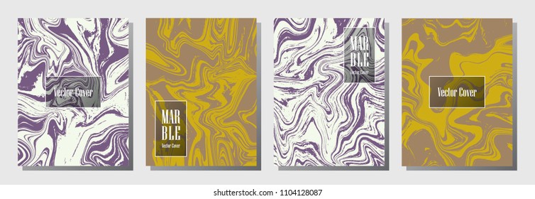 Trendy marble pattern binder cover layout, journal design template vector set. Marble background patterns set for binder design, journal, certificate layout, book cover. Minimal vector graphics.