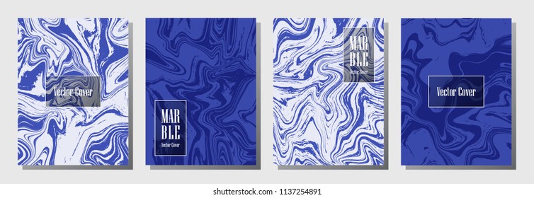 Trendy marble pattern binder cover layout, journal design template vector set. Marble background patterns set for binder design, journal layout template, brochure cover. Hipster vector graphics.