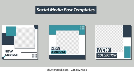 Plantilla de publicación de marketing de moda con combinación de color azul simple