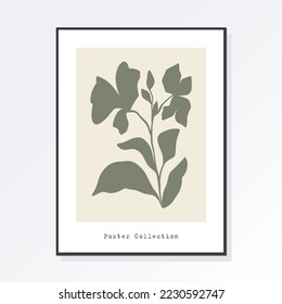 Trendy Matisse botanical wall art with floral patterns in pastel colors, Boho decor, Minimalist art, Illustration, Poster, Postcard. Collection for decoration. Vector all isolated. Set of abstract