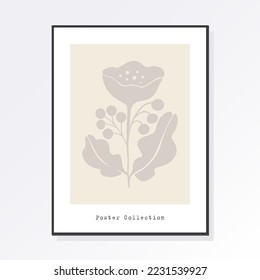 Trendy Matisse botanical wall art with floral patterns in pastel colors, Boho decor, Minimalist art, Illustration, Poster, Postcard. Set of abstract fashion creativity.