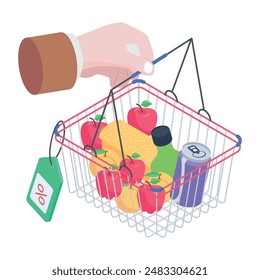 Trendy Meal Delivery Isometric Icons
