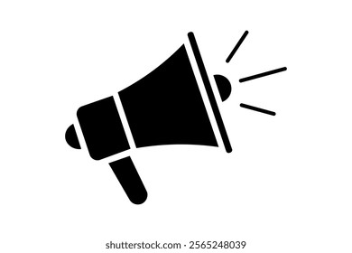 Trendy megaphone speaker graphic for contemporary marketing campaigns, megaphone speaker icon, loudspeaker communication symbol, public speaking megaphone, media announcement icon