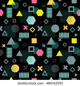 Trendy memphis cards. Abstract seamless pattern. Retro style texture, pattern and geometric elements. Modern abstract design poster, cover, card design. - Shutterstock ID 484763593