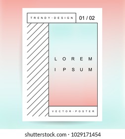 Trendy memphis design template poster, banner. Vector blurred gradient background.
