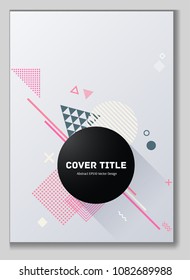 Trendy memphis neo pattern with white geometrical shapes. Minimalistic front surface. Colorful memphis neo style vector for business purpose.