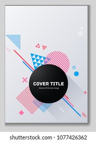 Trendy memphis neo vector with white, cyan, pink and magenta geometrical shapes. Minimalistic front page theme. Colorful memphis neo style graphic design for personal purpose.