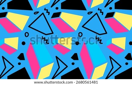 Trendy Memphis pattern illustration on a clean white background. Abstract 80s geometric design with vibrant pop art colors.