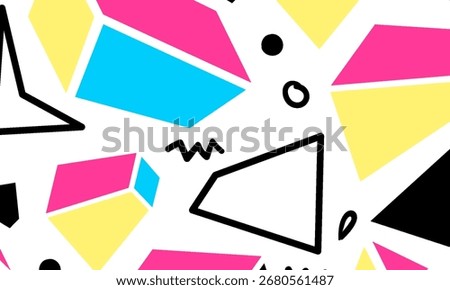 Trendy Memphis pattern illustration on a clean white background. Abstract 80s geometric design with vibrant pop art colors.