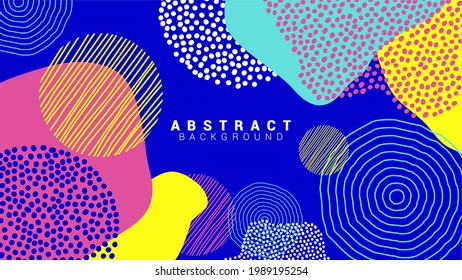 Trendy Memphis style geometric design overlay vector. Abstract template. Doodle pattern ornament. Perfect for banner, backdrop, poster, cover, flyer, presentation, brochure, sale template, invitation. svg