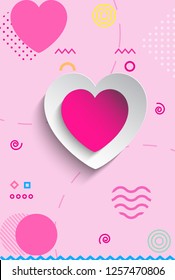 Trendy memphis style geometric pattern. Vector illustration with line elements and abstract geometric figures. design background for invitation, brochure, book cover.
