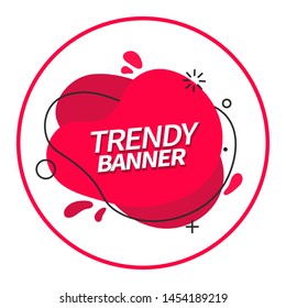 Trendy Memphis style red banner for advertising, web and print design. Ready abstract shape for t-shirt design.