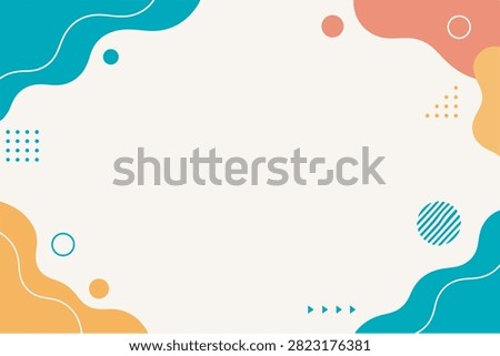 Trendy Memphis Vector Design with Colorful Abstract Shapes and Blank Copyspace for Content