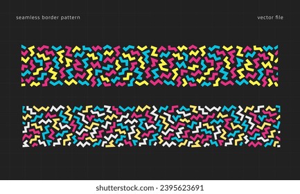 trendy memphis zigzag line seamless border pattern decoration