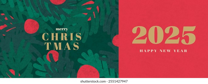 Trendy Merry Christmas greeting card set. This illustration captures the festive spirit of Christmas through its modern and abstract designs, making it perfect for holiday cards or decoration.