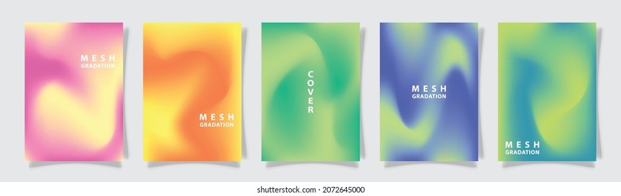 trendy mesh gradation modern cover template set collection  background vector