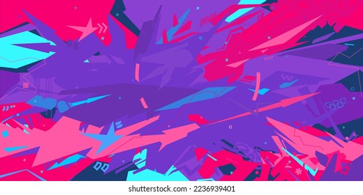 Trendy Metaverse Cyber Colorful Abstract Urban Street Art Graffiti Style Vector Illustration Template Background