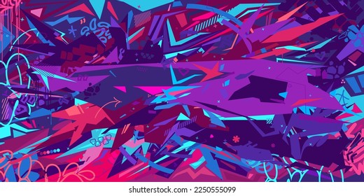 Trendy Metaverse Cyber Colorful Abstract Urban Street Art Graffiti Style Vector Illustration Template Background