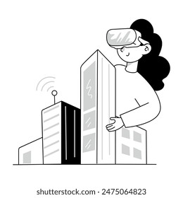 Trendy Metaverse Doodle Mini Illustrationen 