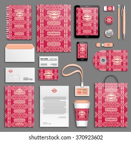 Trendy mexican, romantic Corporate identity template set. Business stationery mock-up with logo. Branding design.