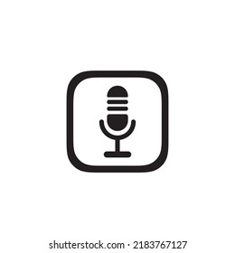 Trendy microphone app icon in flat style isolated on white background. 
Icon for the presentation, brochure, catalog, poster, book, magazines and apps.
Vector illustration, EPS10.