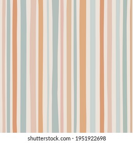 Trendy moderne, nahtlose Muster aus der Mitte des Jahrhunderts. Zeitgenössischer minimalistischer Hintergrund mit bunten Streifen. Moderne Vektorgrafik, perfekt für Drucke, Stoff, Wickelpapier, Textilien, Tapeten.