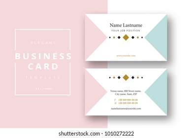 Trendy minimal abstract business card template. Modern corporate stationery id layout with geometric pattern. Vector fashion background design with information sample name text.