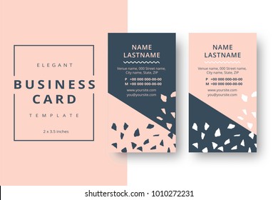 Trendy minimal abstract business card template. Modern corporate stationery id layout with artistic brush pattern. Vector fashion background design with information sample name text.