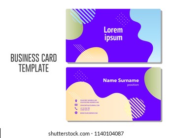 Trendy minimal abstract business card template. Modern corporate stationery id layout with artistic brush pattern. Vector fashion background design with information sample name text.
