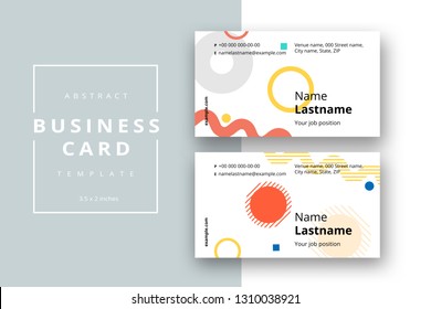 Trendy minimal abstract business card template. Modern corporate stationery id layout with geometric pattern. Vector fashion background design with information sample name text.