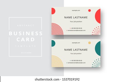 Trendy minimal abstract business card template. Modern corporate stationery id layout with geometric pattern. Vector fashion background design with information sample name text.