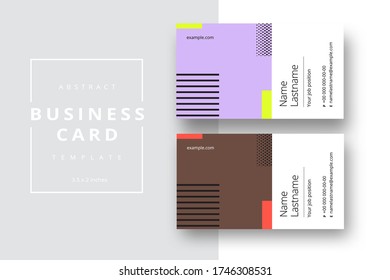 Trendy minimal abstract business card template. Modern corporate stationery id layout with geometric pattern. Vector fashion background design with information sample name text.