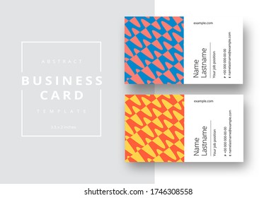 Trendy minimal abstract business card template. Modern corporate stationery id layout with geometric pattern. Vector fashion background design with information sample name text.
