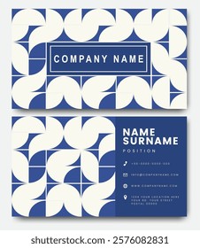 Trendy minimal abstract business card template. Corporate stationery id layout with geometric shapes