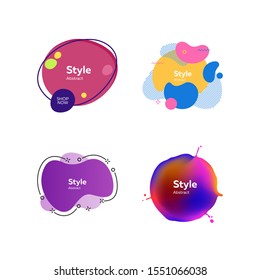 Trendy minimal abstract design elements. Dynamical colored forms and line. Gradient banners with flowing geometric shapes. Template for design of logo, flyer or presentation. Vector illustration