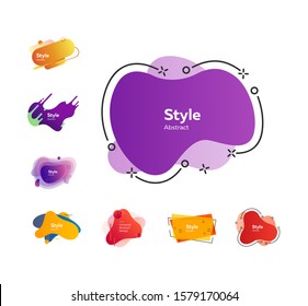 Trendy minimal abstract design elements. Dynamical colored forms and line. Gradient banners with flowing geometric shapes. Template for design of logo, flyer or presentation. Vector illustration