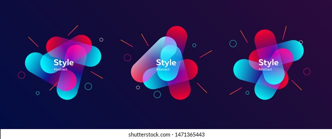Trendy minimal abstract design. Geometrical colored forms and lines. Gradient abstract banners with flowing liquid shapes. Template for logo, flyer, presentation