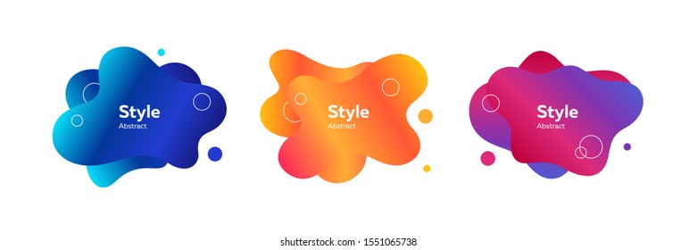 Trendy minimal abstract design set. Geometrical colored forms and lines. Gradient abstract banners with flowing liquid shapes. Trendy design for banners, flyers, presentation slides