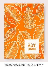 Fondo de otoño muy moderno. Diseño moderno de cartas abstractas con hojas hermosas de otoño. Plantillas para publicidad, invitación a fiestas, marca, banner, portada, etiqueta, afiche, venta, medios sociales